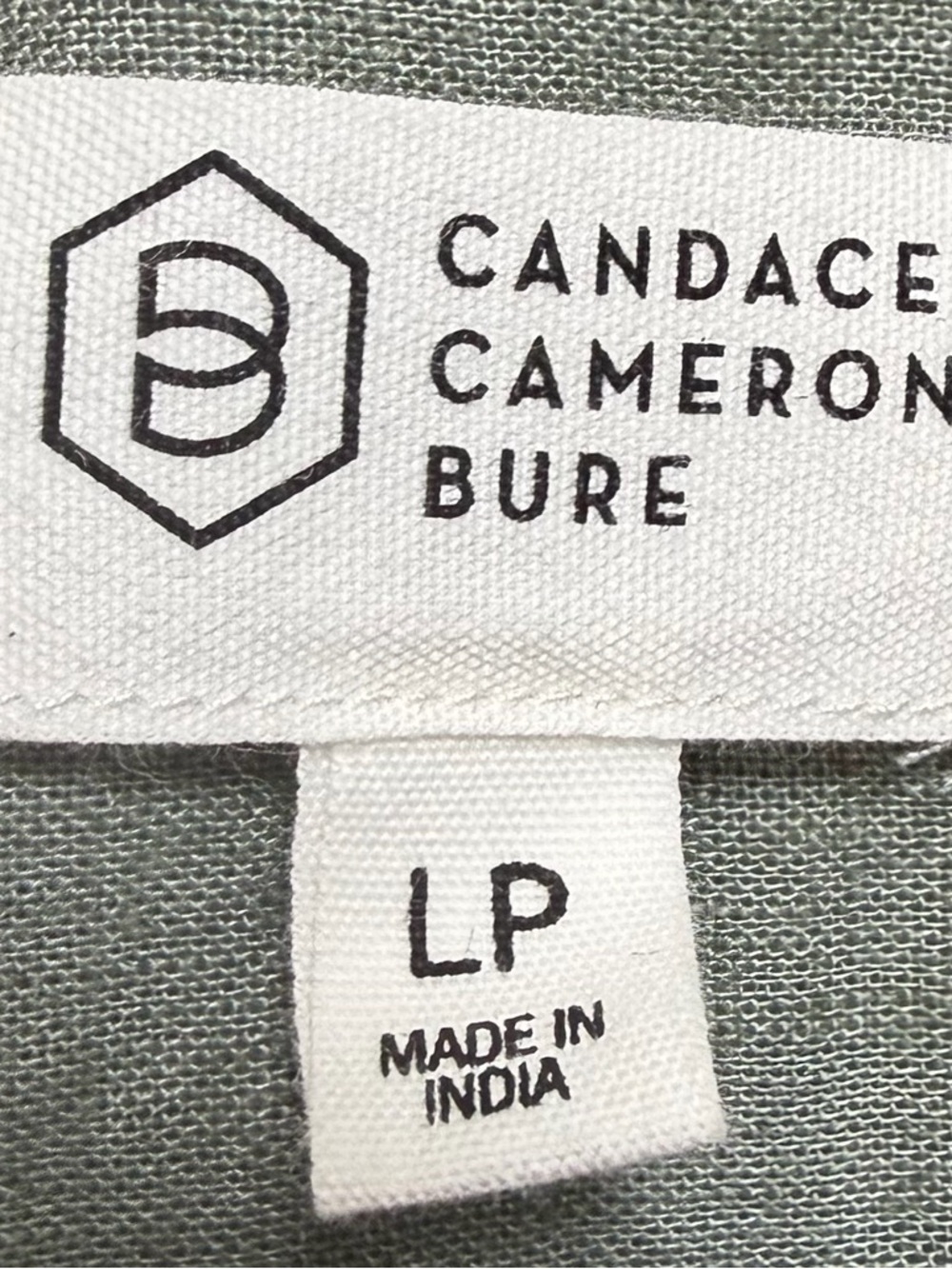 Candace Cameron Bure Olive Green Button-Front linen Women's Blouse - Picture 4 of 4